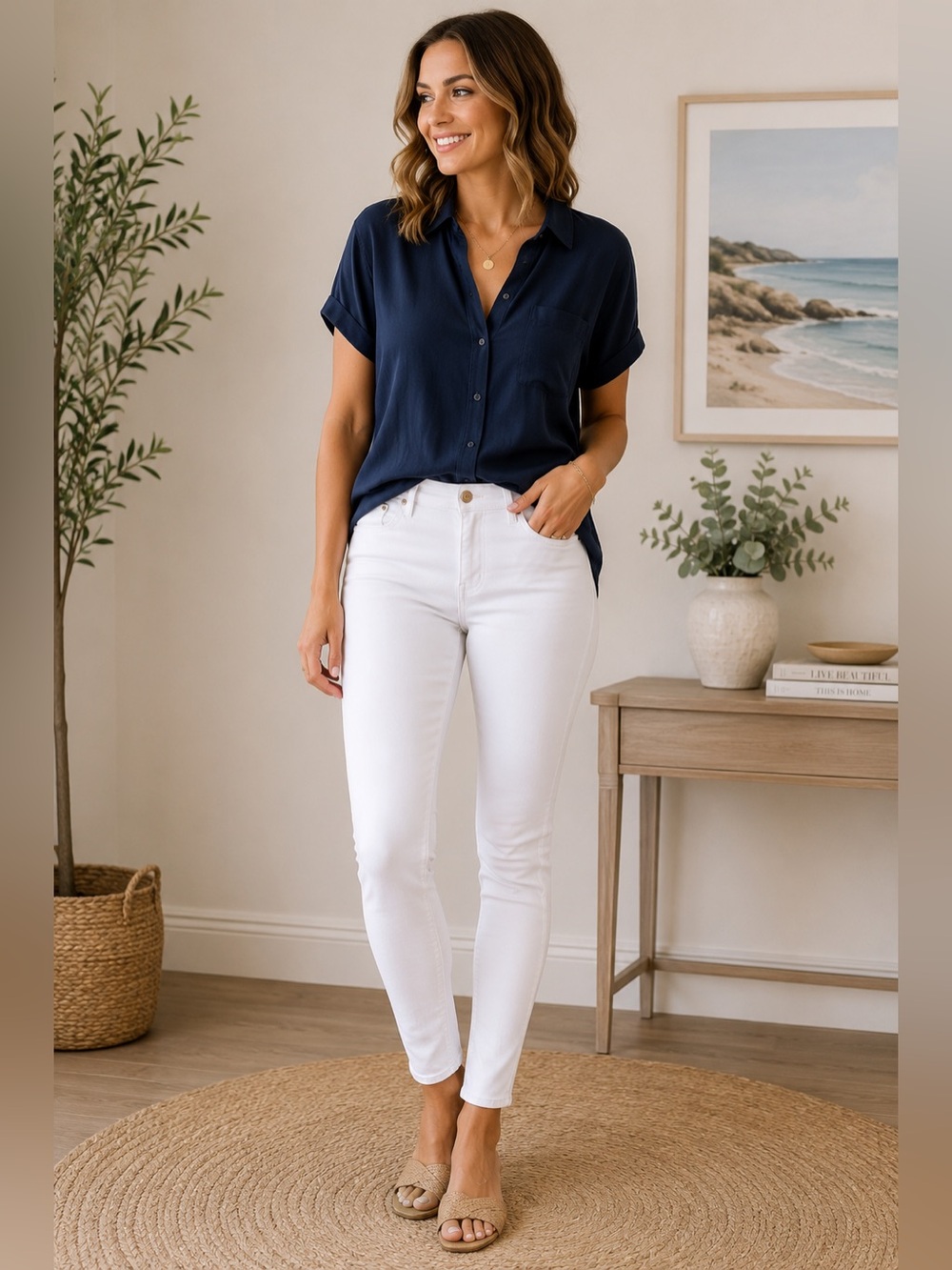 Old Navy White The Diva Skinny Jeans Stretch Denim Size 8 Vacation Coastal